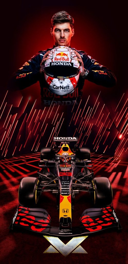 Diamond Painting Max Verstappen met helm en auto met Ronde steentjes 100x50cm