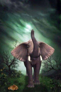 Thumbnail for Diamond Painting Kleine Olifant met Konijntje met Ronde steentjes 100x70cm - Beste Kwaliteit