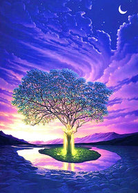 Thumbnail for Diamond Painting Paarse boom met Ronde steentjes 70x100cm - Beste Kwaliteit