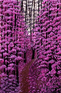 Thumbnail for Diamond Painting Paarse lente bomen met Ronde steentjes 100x70cm - Beste Kwaliteit