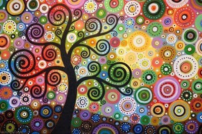 Diamond Painting Dromen boom met Ronde steentjes 100x70cm - Beste Kwaliteit