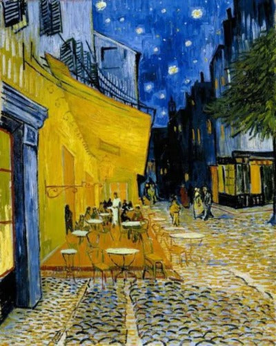 Diamond Painting Caféterras bij Nacht van Vincent Van Gogh met Ronde steentjes 100x80cm - Beste Kwaliteit