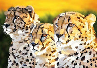 Thumbnail for Diamond Painting Luipaard Familie met Ronde steentjes 70x100cm - Beste Kwaliteit