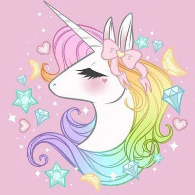 Diamond Painting De Beelschone Eenhoorn met Ronde steentjes 100x100 - Beste Kwaliteit