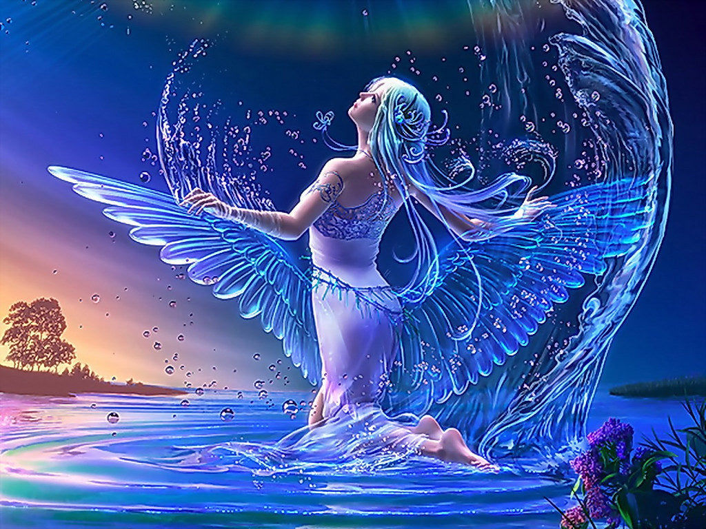 Diamond Painting Elf in het water met Ronde steentjes 80x100cm - Beste Kwaliteit