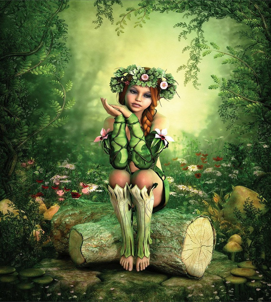 Diamond Painting Bosmeisje met Ronde steentjes 100x100 - Beste Kwaliteit