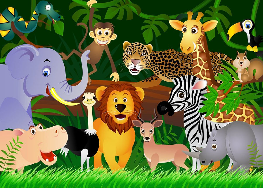 Diamond Painting Jungle dieren met Ronde steentjes 100x70cm - Beste Kwaliteit