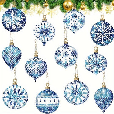 Diamond Painting Diamanten Sneeuwvlok Ornamentenset 12 Stuks met e steentjes
