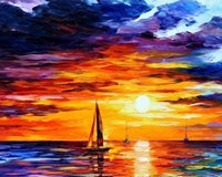 Thumbnail for Diamond Painting Zeilschip bij zonsondergang met Ronde steentjes 100x80cm - Beste Kwaliteit