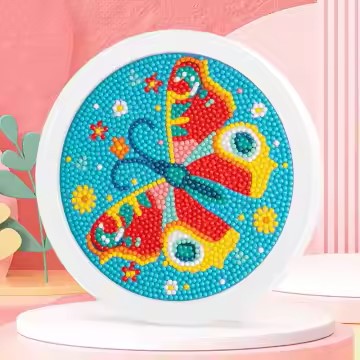 Diamond Painting Gekleurde vlinder met Ronde steentjes 16x16cm