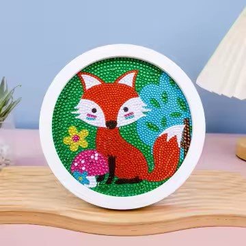 Diamond Painting Vosje in het bos met Ronde steentjes 16x16cm