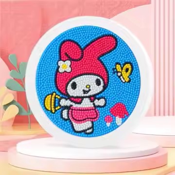 Diamond Painting Roodkapje konijn met Ronde steentjes 16x16cm