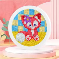 Thumbnail for Diamond Painting Oranje vos met bloem met Ronde steentjes 16x16cm