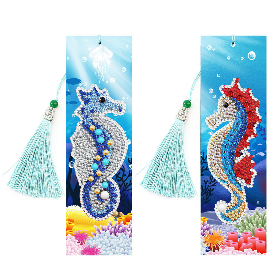 Boekenlegger met Twee Zeepaardjes - Betoverende Oceaan Inspiratie Diamond painting for you