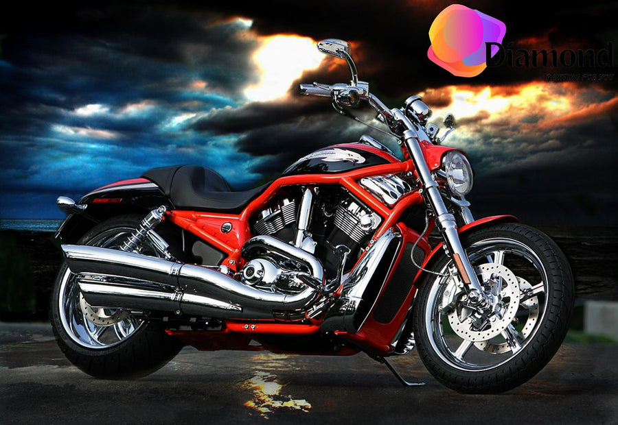 Harley Davidson in de avondlucht Diamond Painting for you