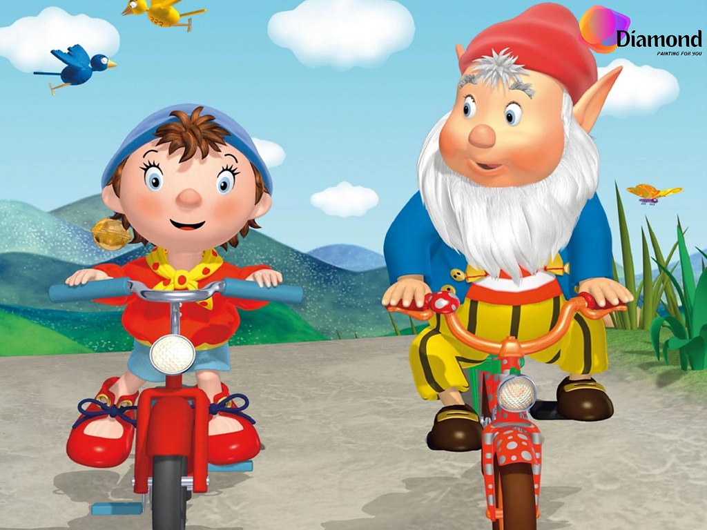 Noddy en Grootoor op de fiets Diamond Painting for you