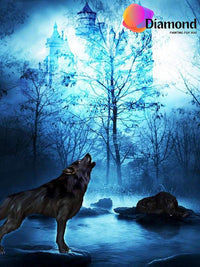 Thumbnail for Diamond Painting Wolf en Kastelen met Ronde steentjes 80x100cm - Beste Kwaliteit