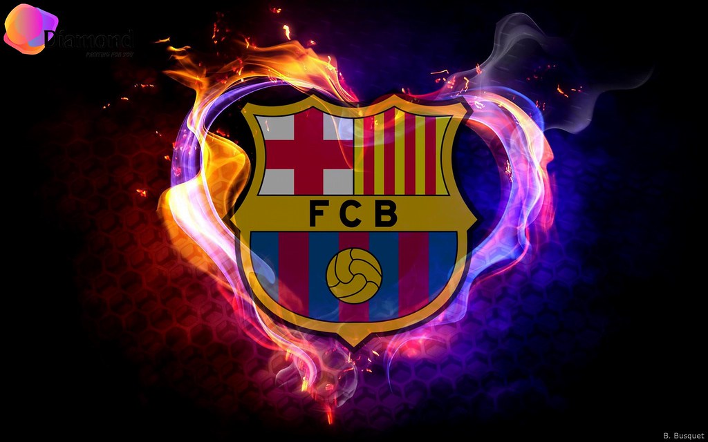 Diamond Painting FC Barcelona logo met Ronde steentjes 100x80cm - Beste Kwaliteit