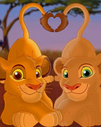 Thumbnail for Diamond Painting Simba en Nala Liefde met Ronde steentjes 100x80cm - Beste Kwaliteit