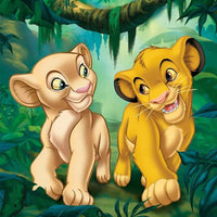 Thumbnail for Diamond Painting Simba en Nala in het bos met Ronde steentjes 100x100 - Beste Kwaliteit