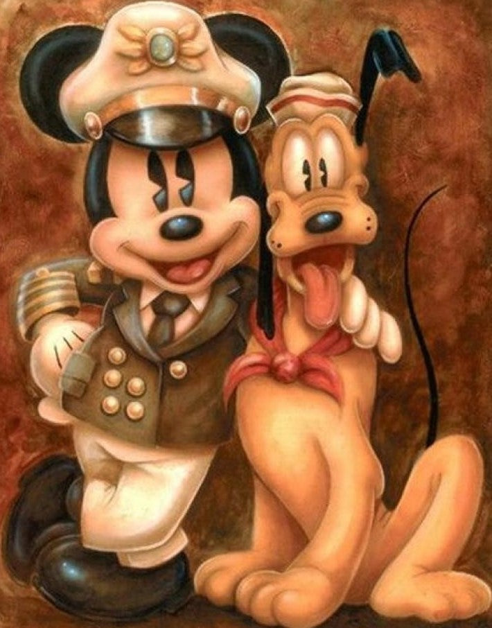 Diamond Painting Mickey Mousee & Pluto safari met Ronde steentjes 80x100cm - Beste Kwaliteit