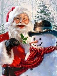 Thumbnail for Kerstman met sneeuwpop diamond painting ontwerp