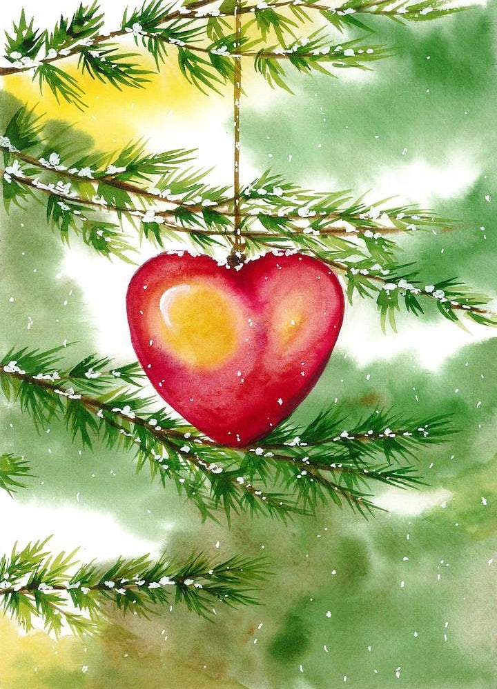 Diamond Painting Hart in kerstboom met Ronde steentjes 70x100cm - Beste Kwaliteit