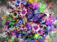 Thumbnail for Vlinder op gekleurde bloemen diamond painting ontwerp