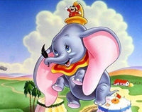 Thumbnail for Diamond Painting Dumbo boven het circus met Ronde steentjes 100x80cm - Beste Kwaliteit