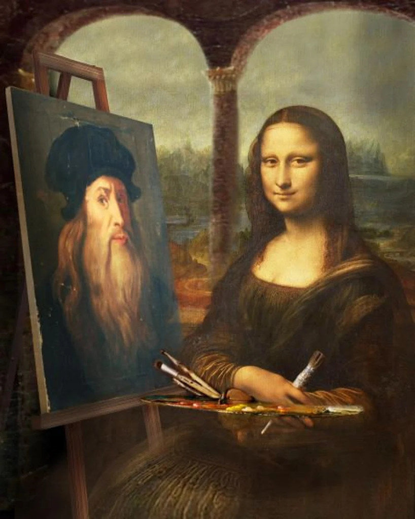 Diamond Painting Leonardo Da Vinci geschilderd door de Mona Lis met Ronde steentjes 100x80cm - Beste Kwaliteit