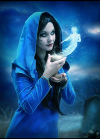 Thumbnail for Meisje in het blauw diamond painting ontwerp