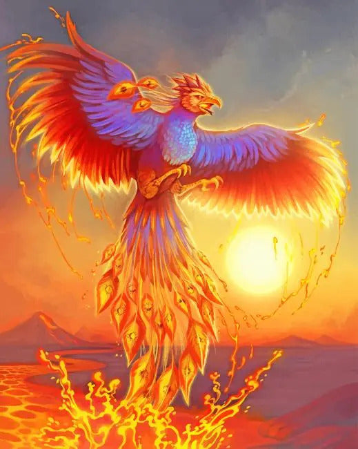 Diamond Painting Phoenix Bird of Fiery Rebirth met Ronde steentjes 100x80cm - Beste Kwaliteit