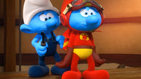 Thumbnail for Diamond Painting Knutsel smurf maakt een vliegpak met Ronde steentjes 100x55cm - Beste Kwaliteit