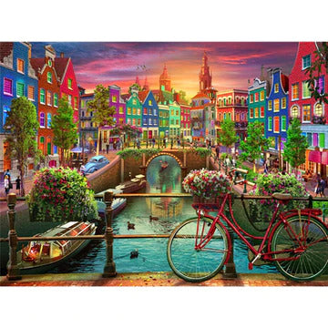 Diamond Painting Gracht met Ronde steentjes 100x80cm - Beste Kwaliteit