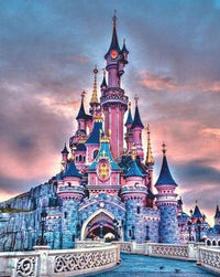 Thumbnail for Diamond Painting Disneyland Kasteel voorkant met Ronde steentjes 100x80cm - Beste Kwaliteit