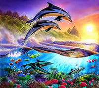 Thumbnail for Dolfijnen op zee diamond painting ontwerp