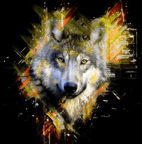 Thumbnail for Diamond Painting Wolf van kunst met Ronde steentjes 100x100 - Beste Kwaliteit