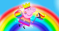 Thumbnail for Diamond Painting Feetje peppa bij de regenboog met Ronde steentjes 100x55cm - Beste Kwaliteit