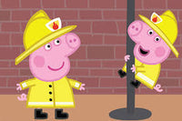 Thumbnail for Diamond Painting Peppa en George als brandweer met Ronde steentjes 100x70cm - Beste Kwaliteit