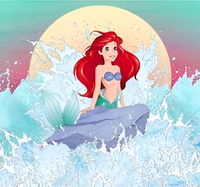 Thumbnail for Diamond Painting De Kleine Zeemeermin Ariel uit het water met Ronde steentjes 100x100 - Beste Kwaliteit