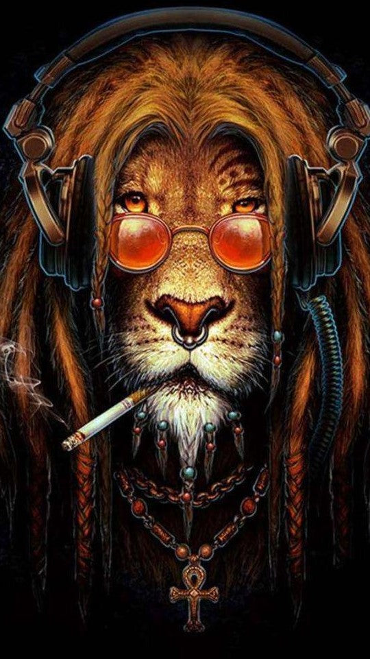Reggae leeuw diamond painting ontwerp