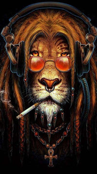 Thumbnail for Reggae leeuw diamond painting ontwerp
