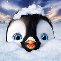 Thumbnail for Diamond Painting Pinguin in de Sneeuw met Ronde steentjes 100x100 - Beste Kwaliteit