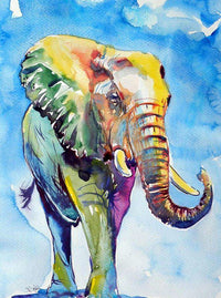 Thumbnail for Diamond Painting Kleurrijke Olifant Blauwe Lucht met Ronde steentjes 100x80cm - Beste Kwaliteit