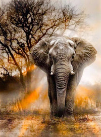 Thumbnail for Diamond Painting Olifant in zonlicht met Ronde steentjes 100x80cm - Beste Kwaliteit