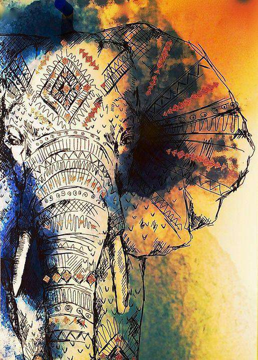 Kunstige Olifant diamond painting ontwerp
