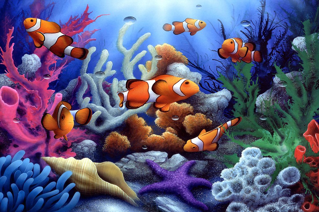 Diamond Painting Aquarium Nemo met Ronde steentjes 100x70cm - Beste Kwaliteit