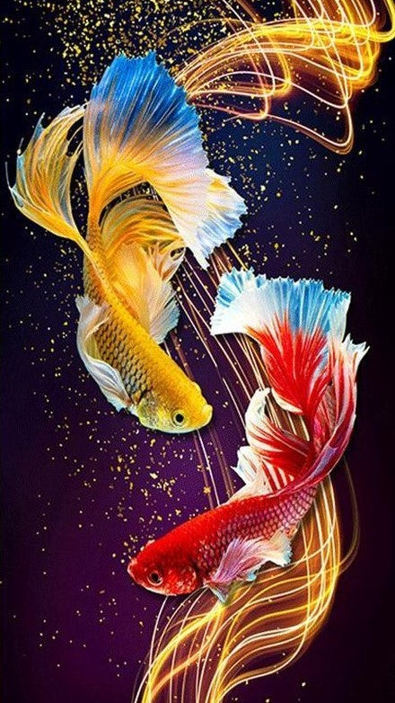 Twee vissen diamond painting ontwerp