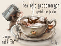 Thumbnail for Diamond Painting Muis met koffie met Ronde steentjes 80x100cm - Beste Kwaliteit