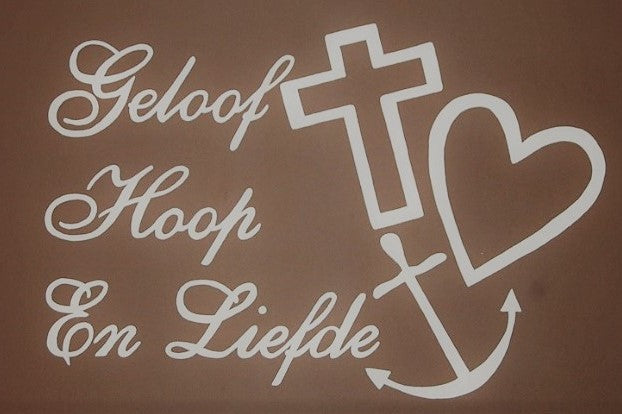 Geloof Hoop en Liefde geschreven diamond painting ontwerp